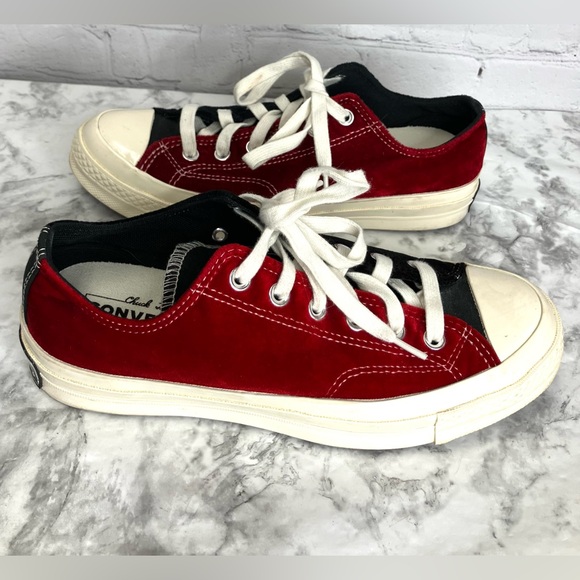 Converse Chuck Taylor Red and White Low-Top Renew Suede Sneakers Size 9 - Picture 1 of 7